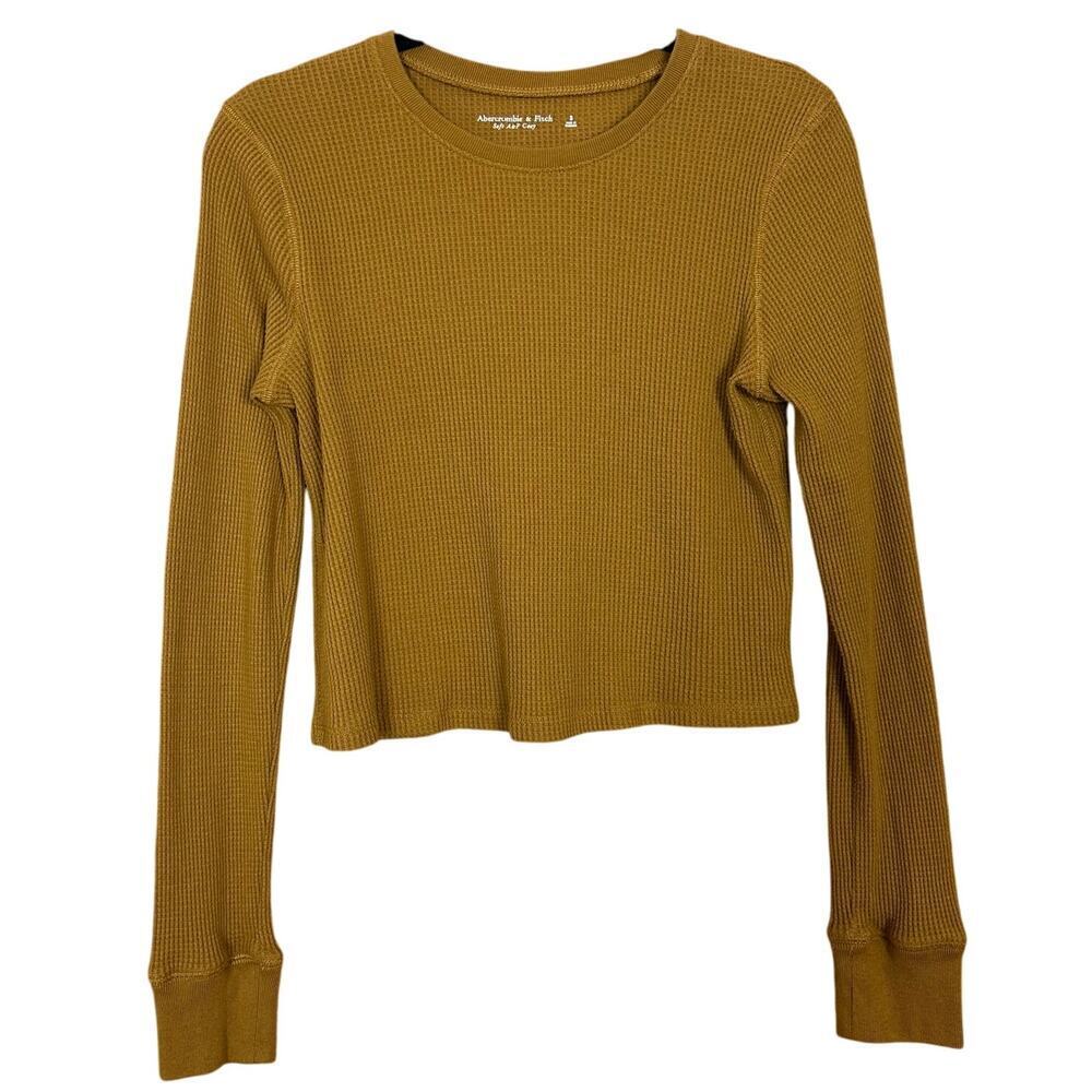 Abercrombie & Fitch Soft A&F Waffle Knit Thermal‎ Top Yellow Orange Size Small S